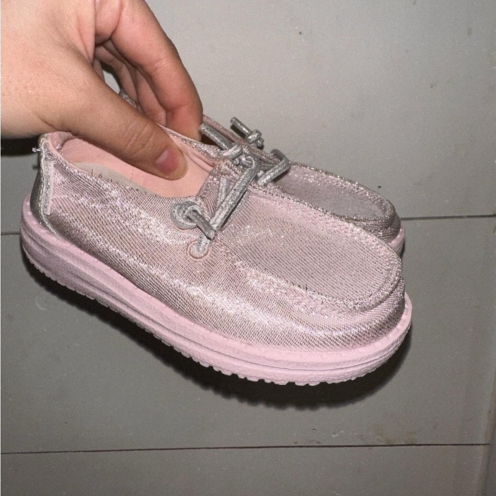 Pink glitter hey dude toddler shoes